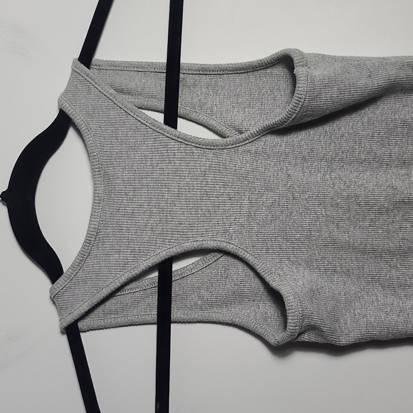 GUESS JEANS Gray Sleeveless Ribbed Tank  Top With Jewels Racerback Style Size M - Picture 11 of 11